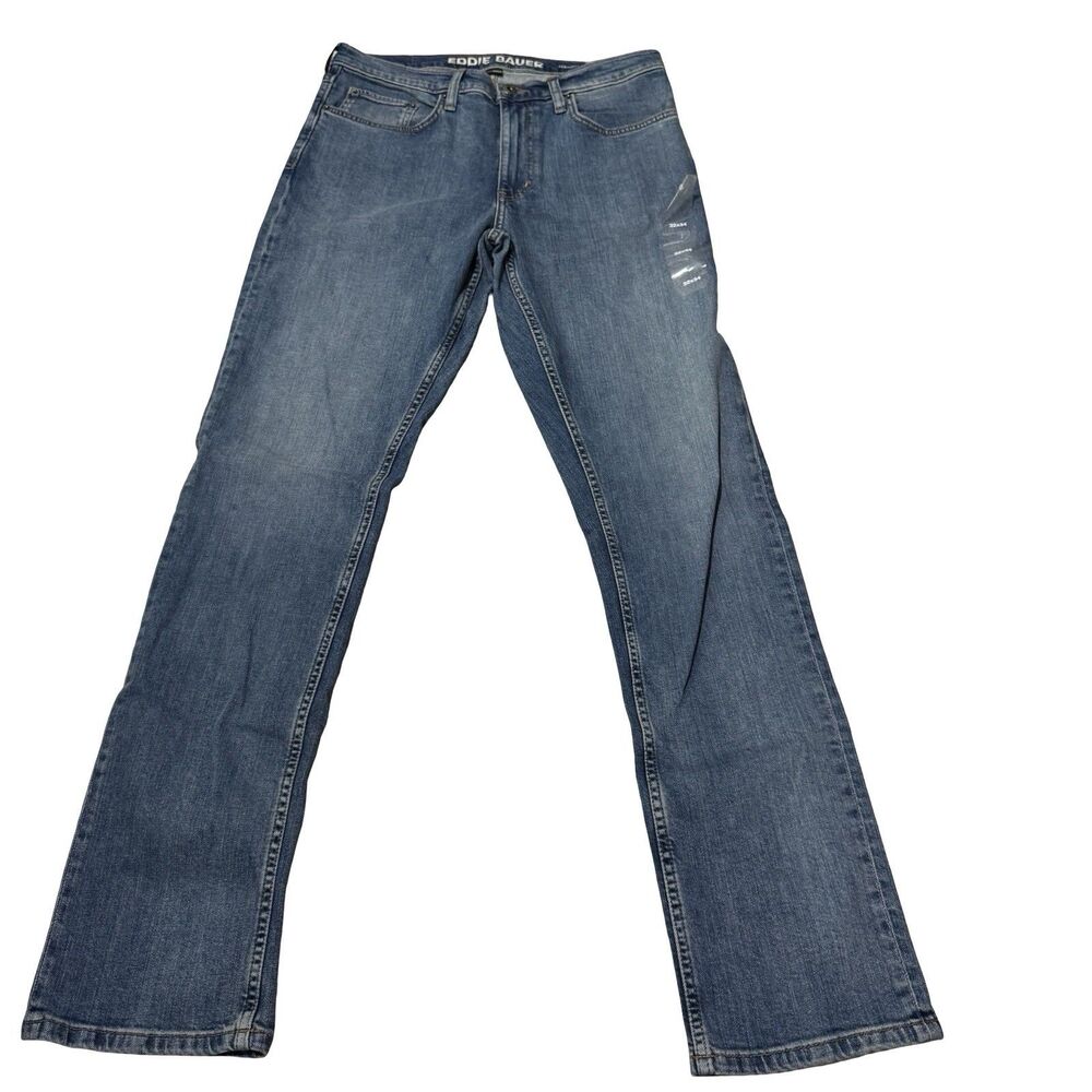 NWT DUSTY BLUE-Eddie Bauer "Mr. Eddie's Flex Jean-STRAIGHT" Classic Fit 32x34